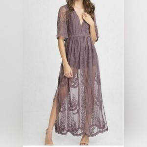 Wishlist Purple Overlay Lace Romper